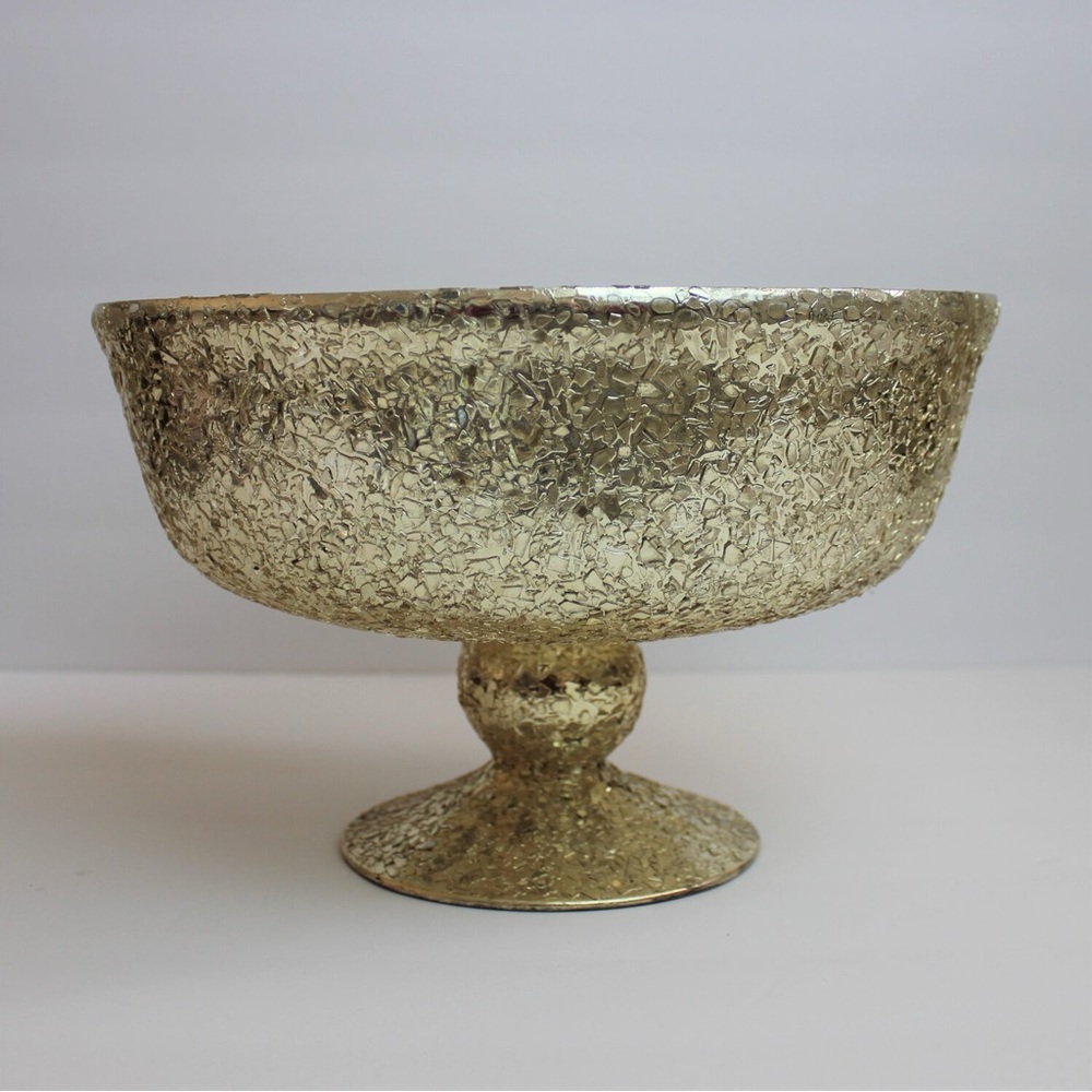 Gold Glitter Compote Vase Bowl - NEW